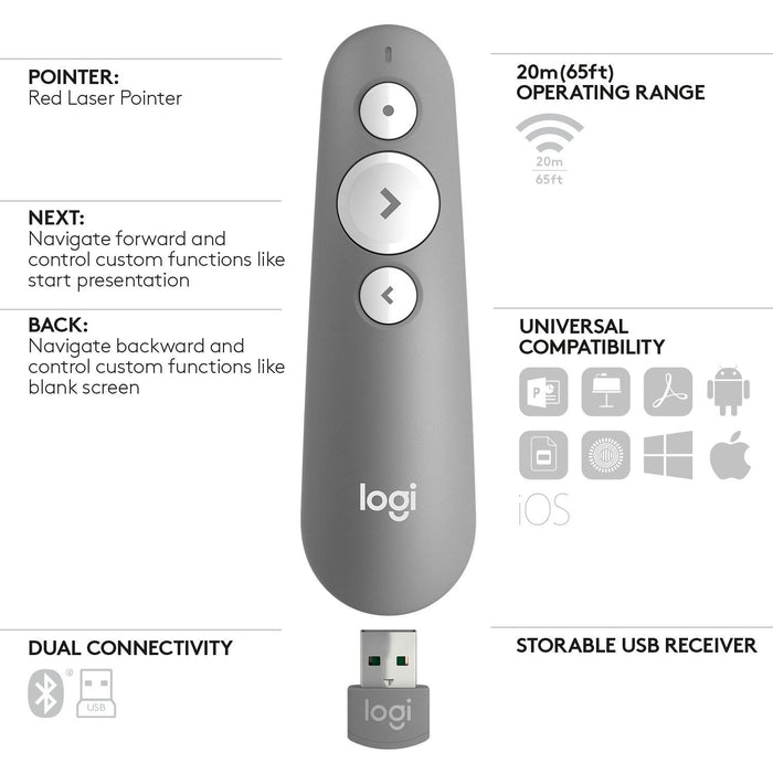 EAN 5099206100589 - Logitech 910-006520 apuntador inalámbricos Bluetooth/RF Gris imagen 7
