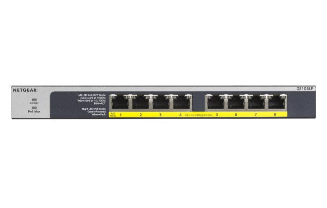 EAN 0606449134971 - NETGEAR GS108LP No administrado Gigabit Ethernet (10/100/1000) Energía sobre Ethernet (PoE) 1U Negro, Gri imagen 1