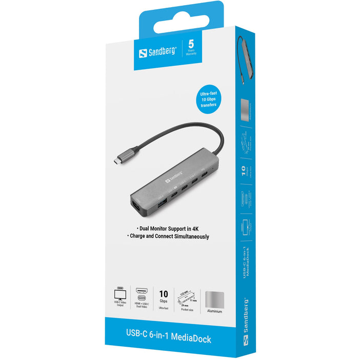 EAN 5705730136771 - Sandberg 136-77 base para portátil y replicador de puertos Alámbrico USB 3.2 Gen 1 (3.1 Gen 1) Type-C Gri imagen 3
