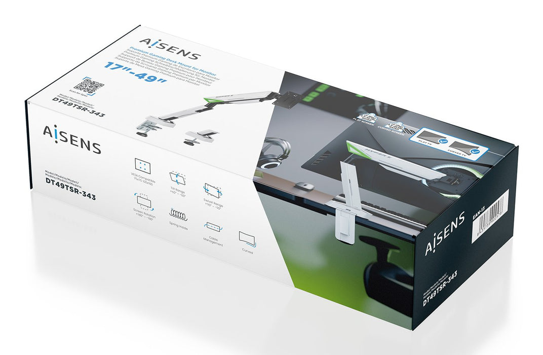 EAN 8435739902578 - AISENS DT49TSR-343 soporte para monitor 124,5 cm (49") Escritorio Negro, Blanco imagen 6