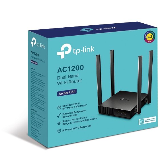 EAN 6935364089337 - TP-Link Archer C54 router inalámbrico Ethernet rápido Doble banda (2,4 GHz / 5 GHz) Negro imagen 4