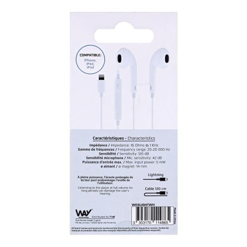 EAN 3303170114865 - T'nB WESLIGHTWH auricular y casco Auriculares Alámbrico Dentro de oído Llamadas/Música Blanco imagen 7