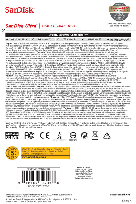 EAN 0619659113568 - SanDisk Ultra unidad flash USB 128 GB USB tipo A 3.2 Gen 1 (3.1 Gen 1) Negro imagen 7