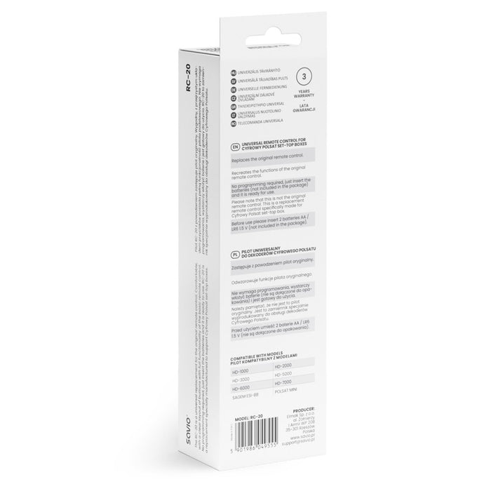 EAN 5901986049555 - Savio RC-20 mando a distancia IR inalámbrico DTV, TV Botones imagen 3