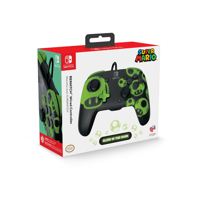 EAN 0708056070328 - PDP REMATCH: 1-Up Glow in the Dark Negro, Verde USB Gamepad Analógico/Digital Nintendo Switch, Nintendo S imagen 9