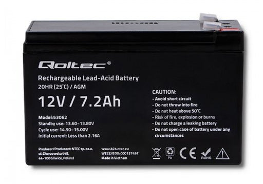 EAN 5901878530628 - Qoltec 53062 batería para sistema ups Sealed Lead Acid (VRLA) 12 V 7,2 Ah imagen 1