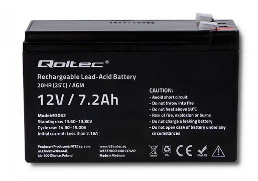 EAN 5901878530628 - Qoltec 53062 batería para sistema ups Sealed Lead Acid (VRLA) 12 V 7,2 Ah imagen 1