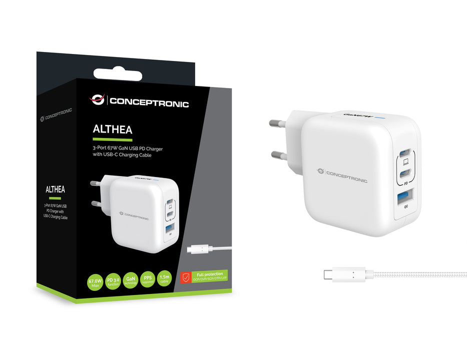 EAN 4015867236505 - Conceptronic ALTHEA17W cargador de dispositivo móvil Universal Blanco Corriente alterna Carga rápida Inte imagen 3