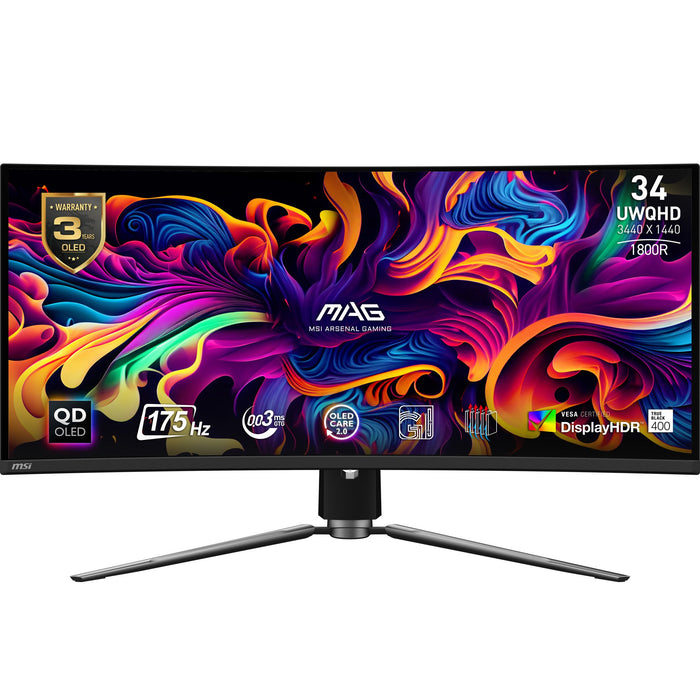 EAN 4711377143875 - MSI MAG 341CQPDE QD-OLED pantalla para PC 86,4 cm (34") 3440 x 1440 Pixeles UltraWide Quad HD Negro imagen 1