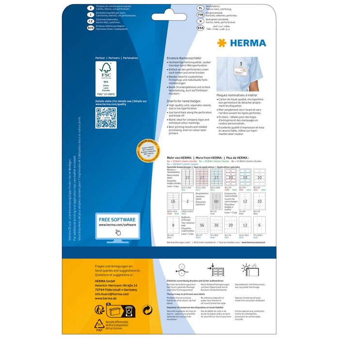 EAN 4008705090124 - HERMA 9012 etiqueta de impresora Blanco Etiqueta para impresora no adhesiva imagen 2