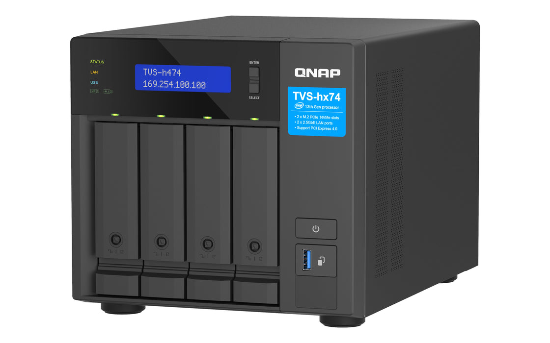 EAN 4711103082355 - QNAP TVS-H474 NAS Torre Intel® Pentium® G7400 8 GB DDR4 0 TB QuTS hero Negro imagen 5