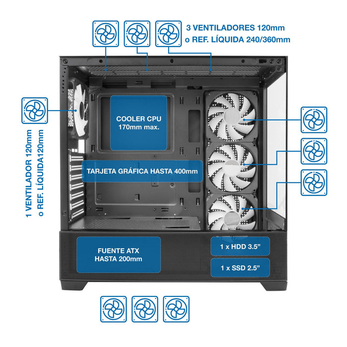 EAN 8436556143113 - CoolBox GA250 Vision Torre Negro imagen 4