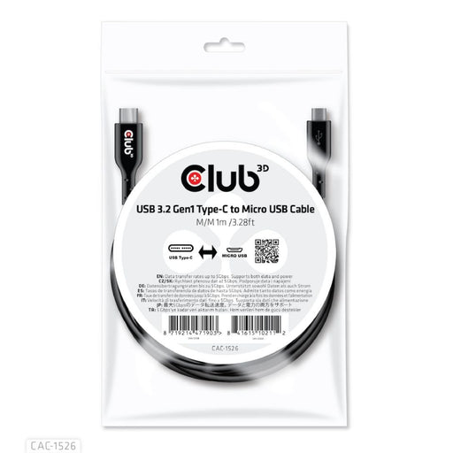 EAN 8719214471903 - CLUB3D CAC-1526 cable USB USB 3.2 Gen 1 (3.1 Gen 1) 1 m USB C Micro-USB B Negro imagen 2