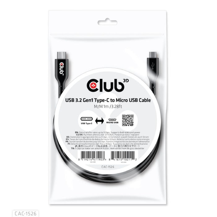 EAN 8719214471903 - CLUB3D CAC-1526 cable USB USB 3.2 Gen 1 (3.1 Gen 1) 1 m USB C Micro-USB B Negro imagen 2