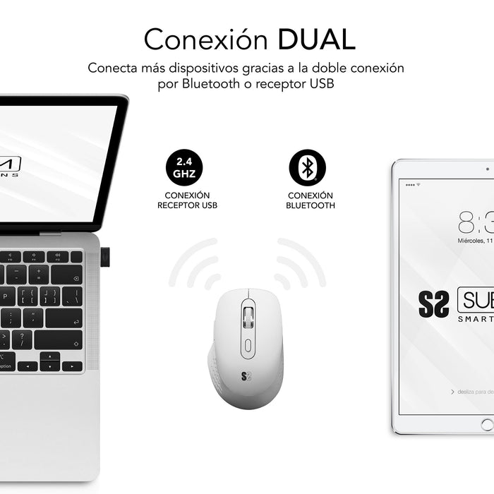 EAN 8436586743000 - SUBBLIM SUBMO-EDCUR02 ratón Universal mano derecha Bluetooth + USB Type-A Óptico 1600 DPI imagen 2