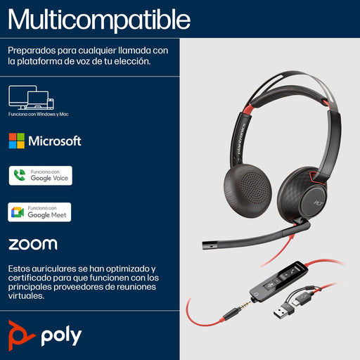 EAN 0197498837420 - Poly Blackwire 5220 Stereo USB-C Headset +3.5mm Plug +USB-C/A Adapter Alámbrico Diadema Llamadas/Música U imagen 2