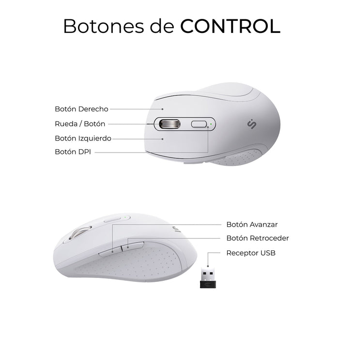 EAN 8436586743437 - SUBBLIM SUBKBC-DCOPW1 teclado Ratón incluido Hogar / Oficina RF Wireless + Bluetooth QWERTY Español Blanc imagen 7