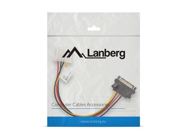 EAN 5901969413182 - Lanberg CA-SAHD-10CU-0015 cable de SATA 0,15 m Molex (4-pin) SATA de 15 pines Negro, Rojo, Amarillo imagen 4