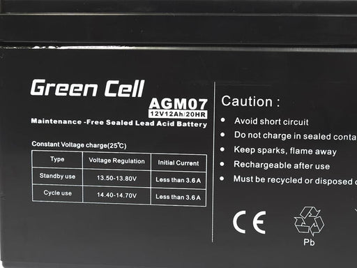 EAN 5902701411534 - Green Cell AGM Battery 12V 12Ah - Batterie - 12.000 mAh Sealed Lead Acid (VRLA) imagen 2