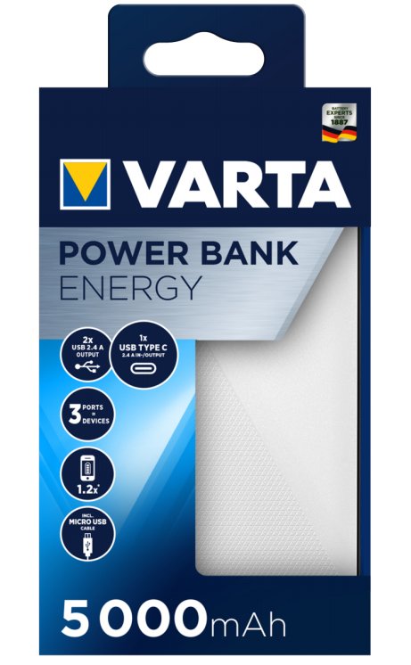 EAN 4008496018765 - Varta Energy 5000 Polímero de litio 5000 mAh Negro, Blanco imagen 2