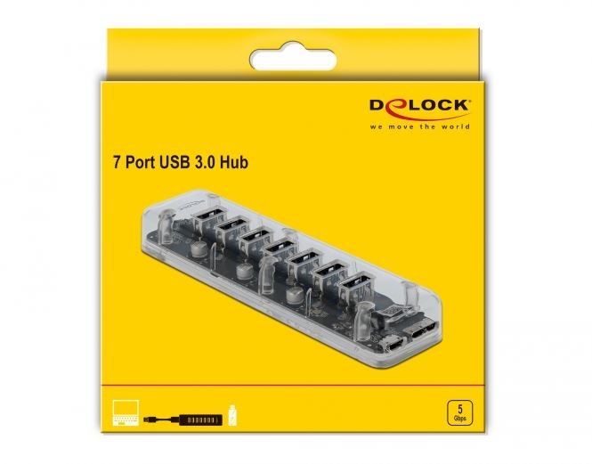 EAN 4043619640881 - DeLOCK 64088 hub de interfaz USB 3.2 Gen 1 (3.1 Gen 1) Micro-B 5000 Mbit/s Transparente imagen 3