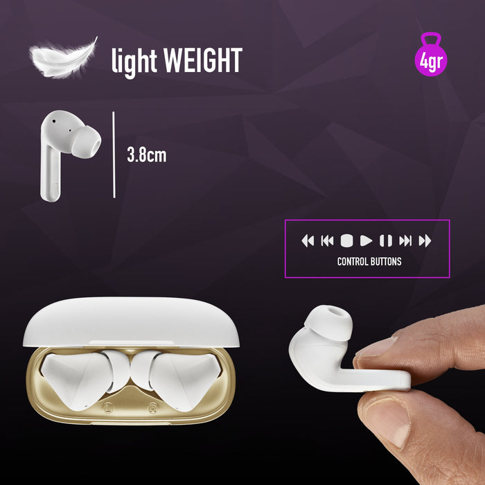 EAN 8435430620221 - NGS ARTICA TROPHY Auriculares Inalámbrico Dentro de oído Llamadas/Música USB Tipo C Bluetooth Oro, Blanco imagen 12