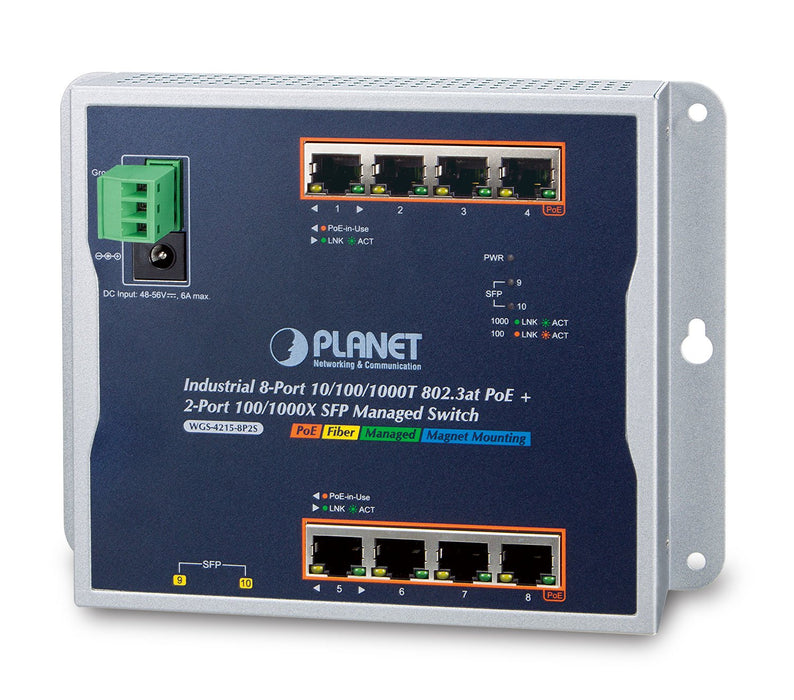 EAN 4711605281843 - PLANET WGS-4215-8P2S switch Gestionado Gigabit Ethernet (10/100/1000) Energía sobre Ethernet (PoE) Negro imagen 1