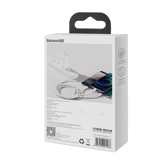 EAN 6953156205536 - Baseus Superior cable USB USB 2.0 1,5 m USB A USB C/Micro USB A/Lightning Blanco imagen 10