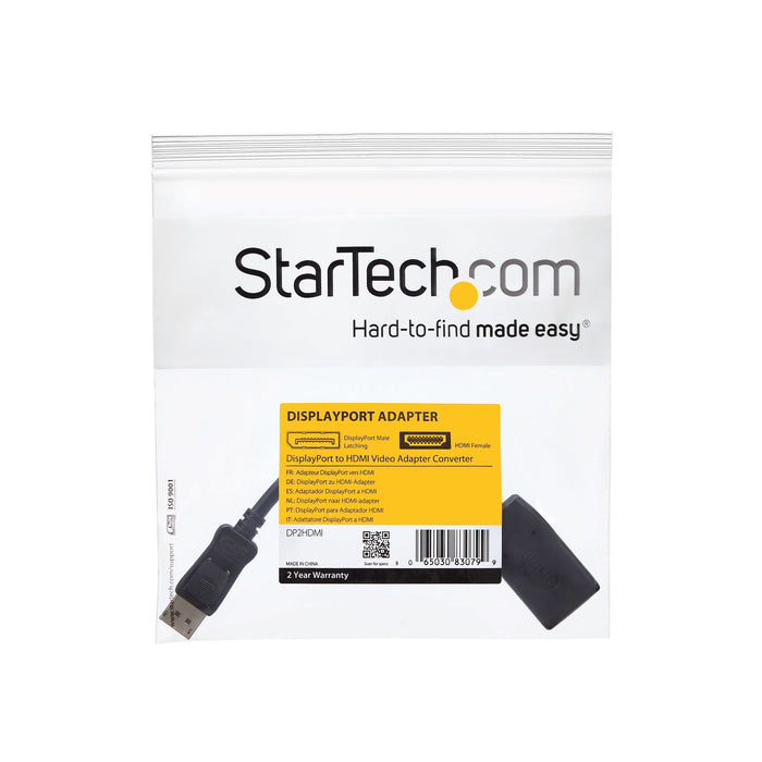 EAN 0065030830799 - StarTech.com DP2HDMI adaptador de cable de vídeo 0,24 m HDMI tipo A (Estándar) Negro imagen 6