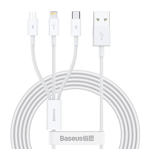 EAN 6953156205536 - Baseus Superior cable USB USB 2.0 1,5 m USB A USB C/Micro USB A/Lightning Blanco imagen 1