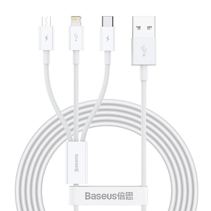 EAN 6953156205536 - Baseus Superior cable USB USB 2.0 1,5 m USB A USB C/Micro USB A/Lightning Blanco imagen 1