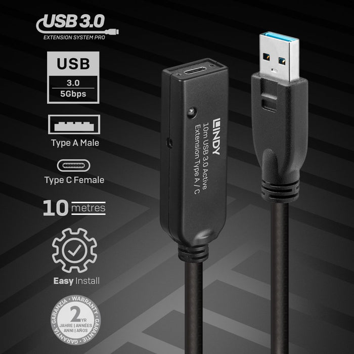 EAN 4002888433761 - Lindy 43376 cable USB USB 3.2 Gen 1 (3.1 Gen 1) 10 m USB A USB C Negro imagen 4