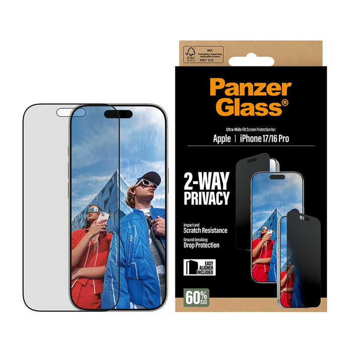 EAN 5715685025785 - PanzerGlass ® 2-Way Privacy Screen Protector iPhone 17 | iPhone 16 Pro | Ultra-Wide Fit w. EasyAligner Pr imagen 2