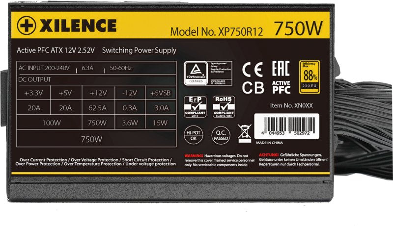 EAN 4044953503344 - Xilence Performance A+ XP750R12 unidad de fuente de alimentación 750 W 20+4 pin ATX ATX Negro imagen 5