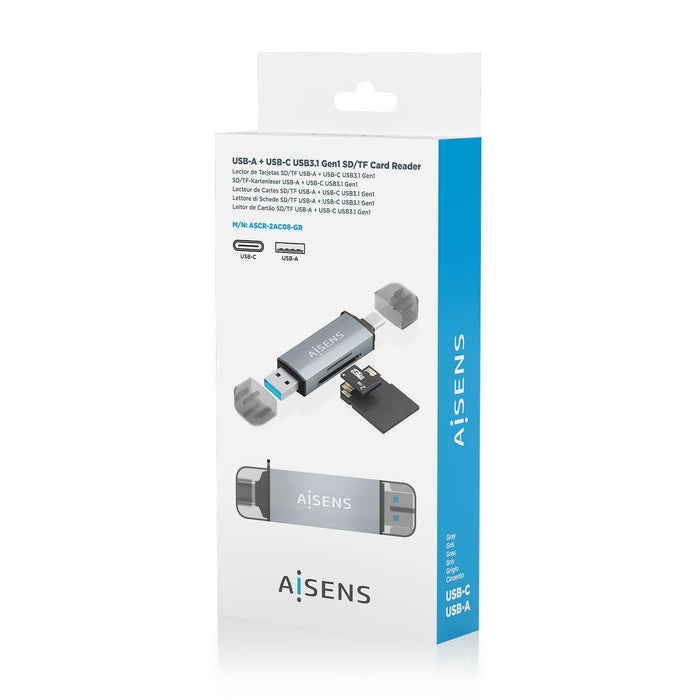 EAN 8435739901205 - AISENS ASCR-2AC08-GR lector de tarjeta USB 3.2 Gen 1 (3.1 Gen 1) Type-A/Type-C imagen 6