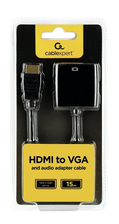 EAN 8716309089784 - Gembird A-HDMI-VGA-03 adaptador de cable de vídeo 0,15 m HDMI tipo A (Estándar) VGA (D-Sub) Negro imagen 2