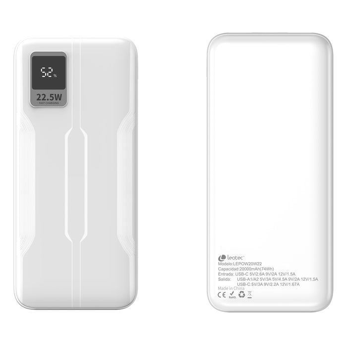 EAN 8436588883346 - Leotec LEPOW20W22W batería externa Polímero de litio 20000 mAh Blanco imagen 4