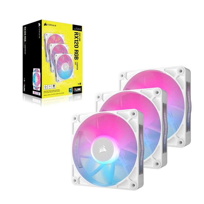 EAN 0840006680963 - Corsair iCUE LINK RX120 RGB Carcasa del ordenador Ventilador 12 cm Blanco 3 pieza(s) imagen 2