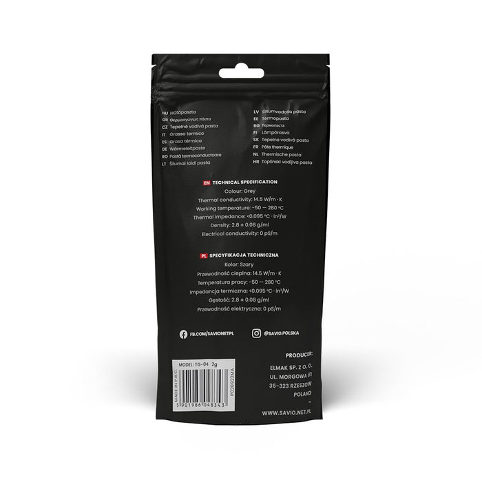 EAN 5901986048343 - Savio TG-04 2g compuesto disipador de calor Pasta térmica imagen 3