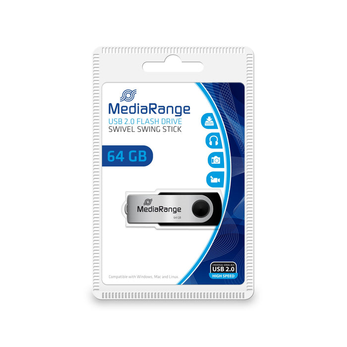 EAN 4260283112258 - MediaRange 64GB USB 2.0 unidad flash USB USB Type-A / Micro-USB Negro, Plata imagen 1