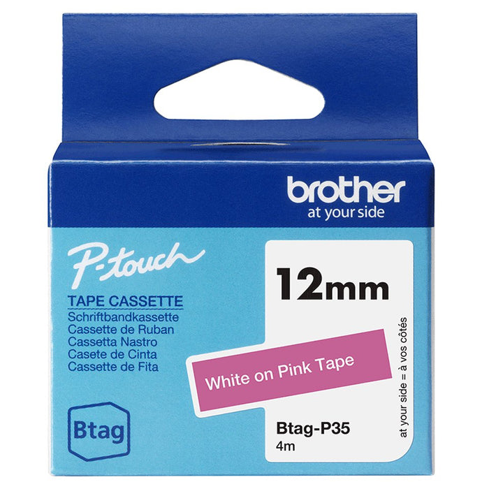 EAN 4977766836036 - Brother BTAG-P35 cinta para impresora de etiquetas Blanco sobre rosa imagen 1