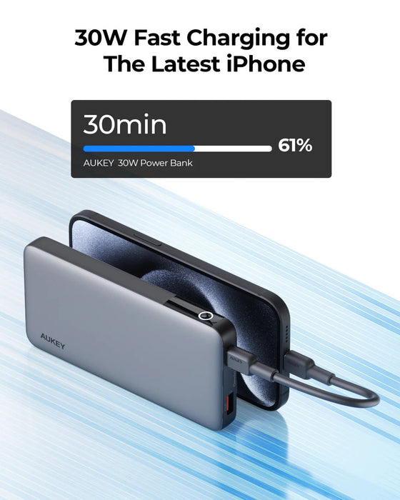 EAN 0689323786411 - AUKEY Powerbank PB-Y41, 10 000 mAh, 30 W (pilka) Polímero de litio 10000 mAh Gris imagen 4