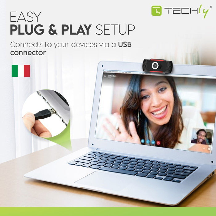 EAN 8059018361438 - Techly I-WEBCAM-60T cámara web 1920 x 1080 Pixeles USB 2.0 Negro imagen 7