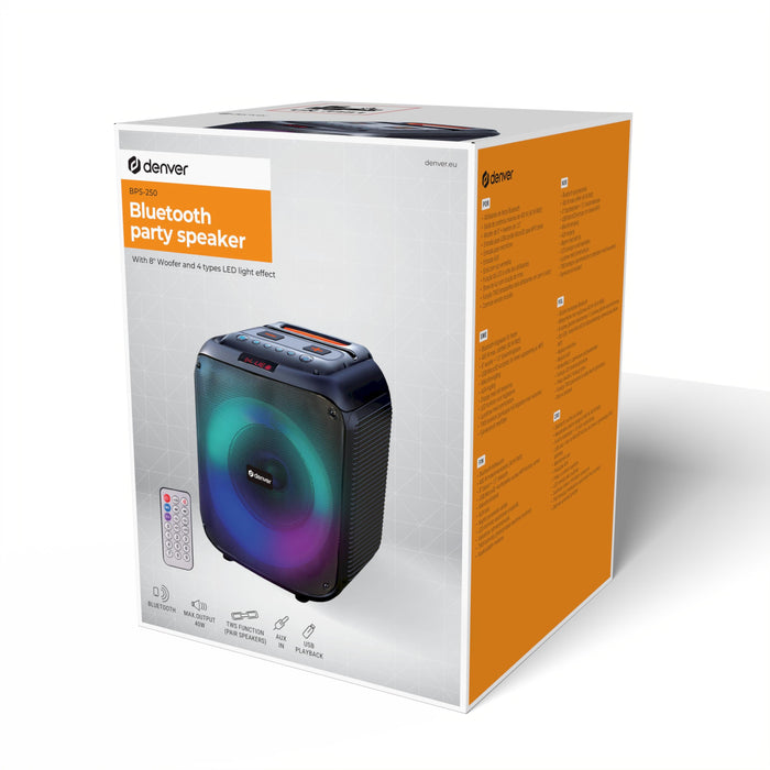 EAN 5706751068614 - Denver BPS-250 altavoz portátil o de fiesta Altavoz portátil estéreo Negro 40 W imagen 4
