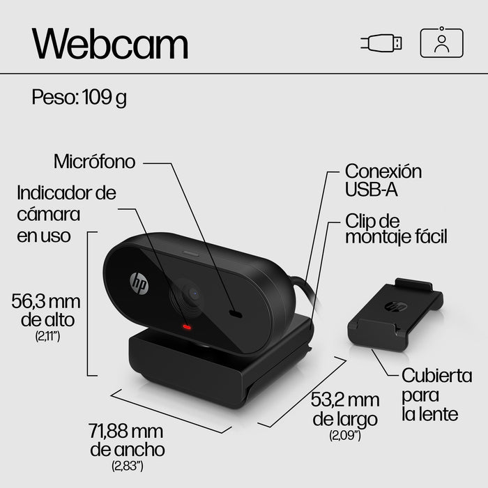 EAN 0196188941430 - HP 320 FHD Webcam cámara web 1920 x 1080 Pixeles USB Negro imagen 12
