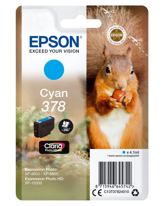 EAN 8715946645742 - Epson Squirrel C13T37824010 cartucho de tinta 1 pieza(s) Original Rendimiento estándar Cian imagen 1