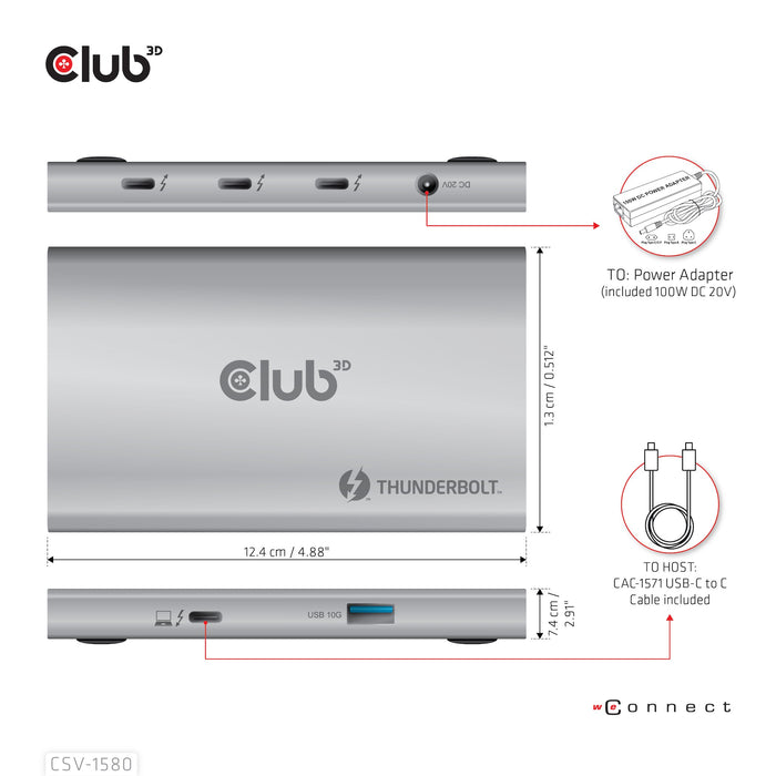 EAN 8719214471958 - CLUB3D CSV-1580 base para portátil y replicador de puertos Acoplamiento Thunderbolt 4 Plata imagen 5