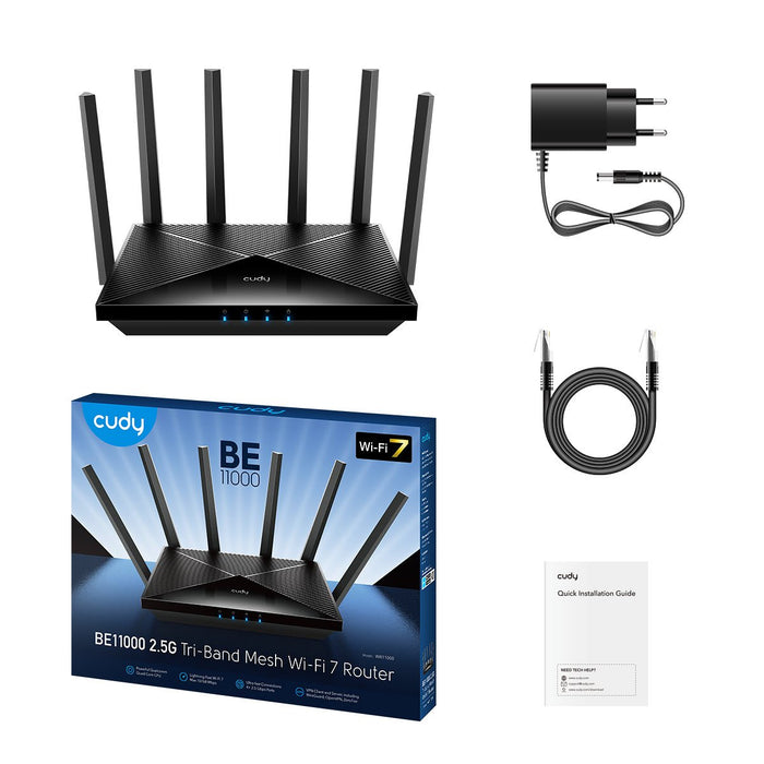 EAN 6971690793357 - Cudy WR11000 router inalámbrico 2.5 Gigabit Ethernet Tribanda (2.4 GHz / 5 GHz / 6 GHz) Negro imagen 3