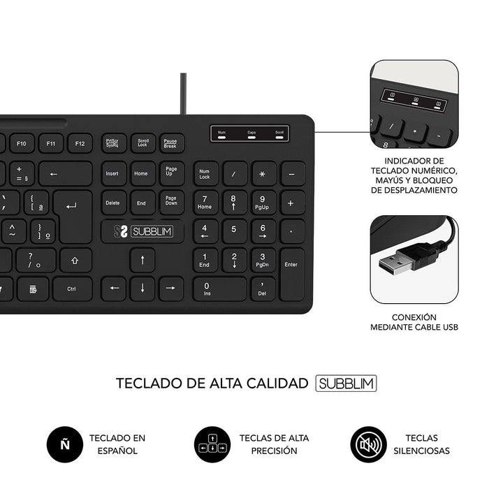 EAN 8436586742386 - SUBBLIM SUBKBC-0SSK50 teclado Universal QWERTY Español Negro imagen 4