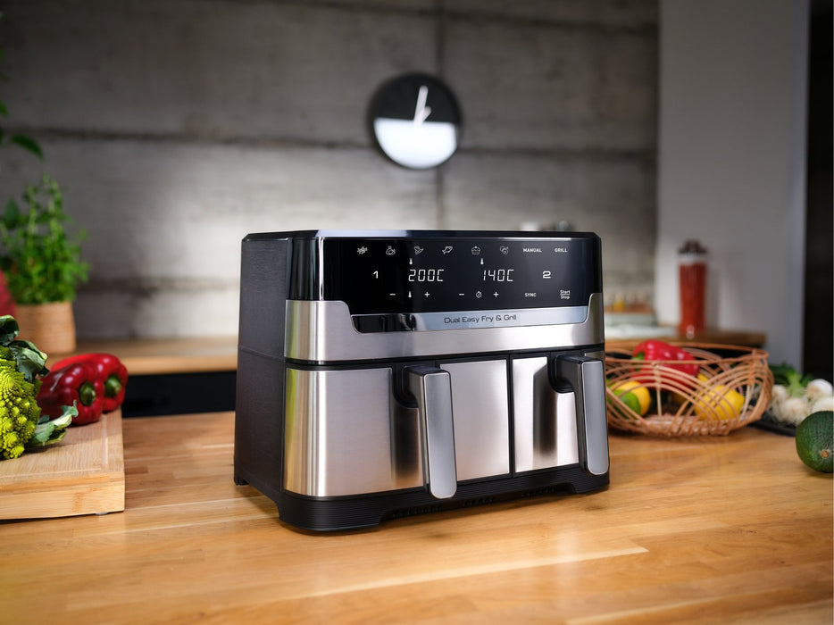 EAN 3045380024236 - Tefal Dual Easy Fry & Grill EY905D Doble 8,3 L Independiente 2700 W Freidora de aire caliente Acero inoxi imagen 4
